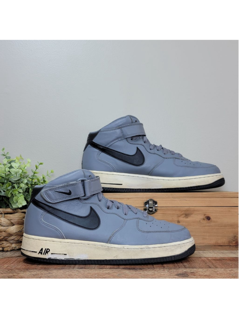 Nike Air Force AF 1 Mid Top 07 Gray Black Leather Athletic Sneakers Shoes 10 '07